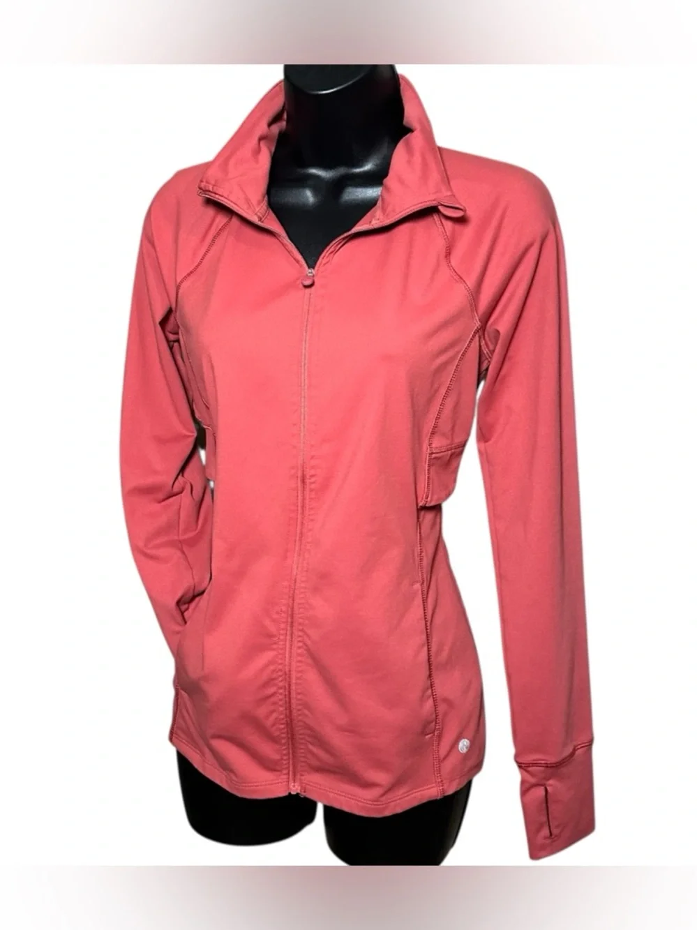 Apana‎ Muted Burnt Orange Zip-Up Athletic Jacket Thumb Holes Women's Size